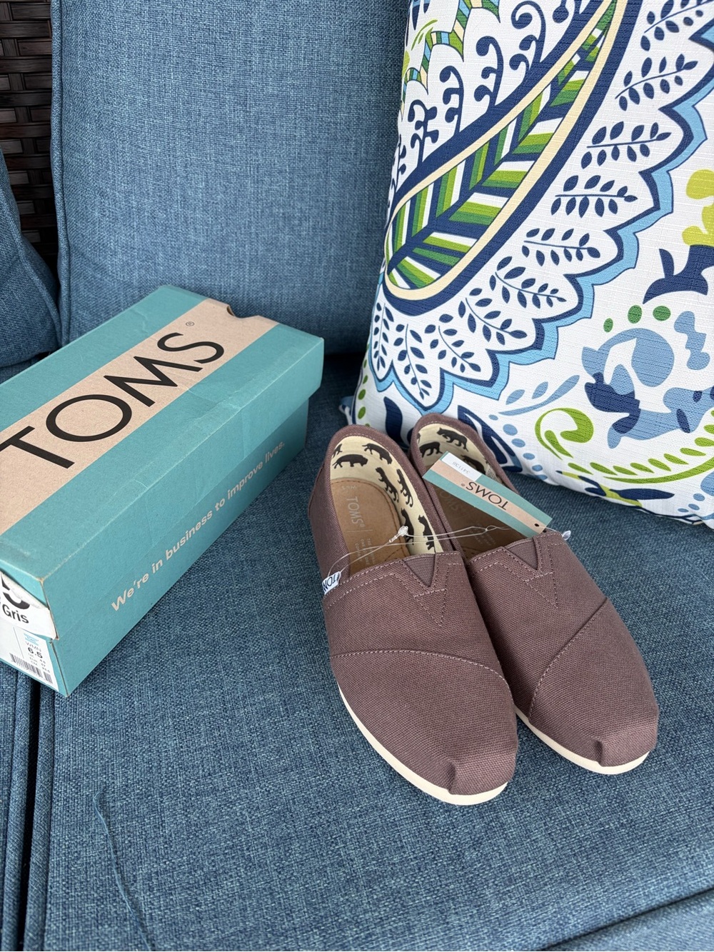 Toms Brown Canvas Slip-On Espadrilles